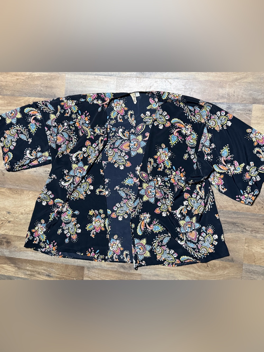 Blue Rain Boho Floral Paisley Open Front Kimono